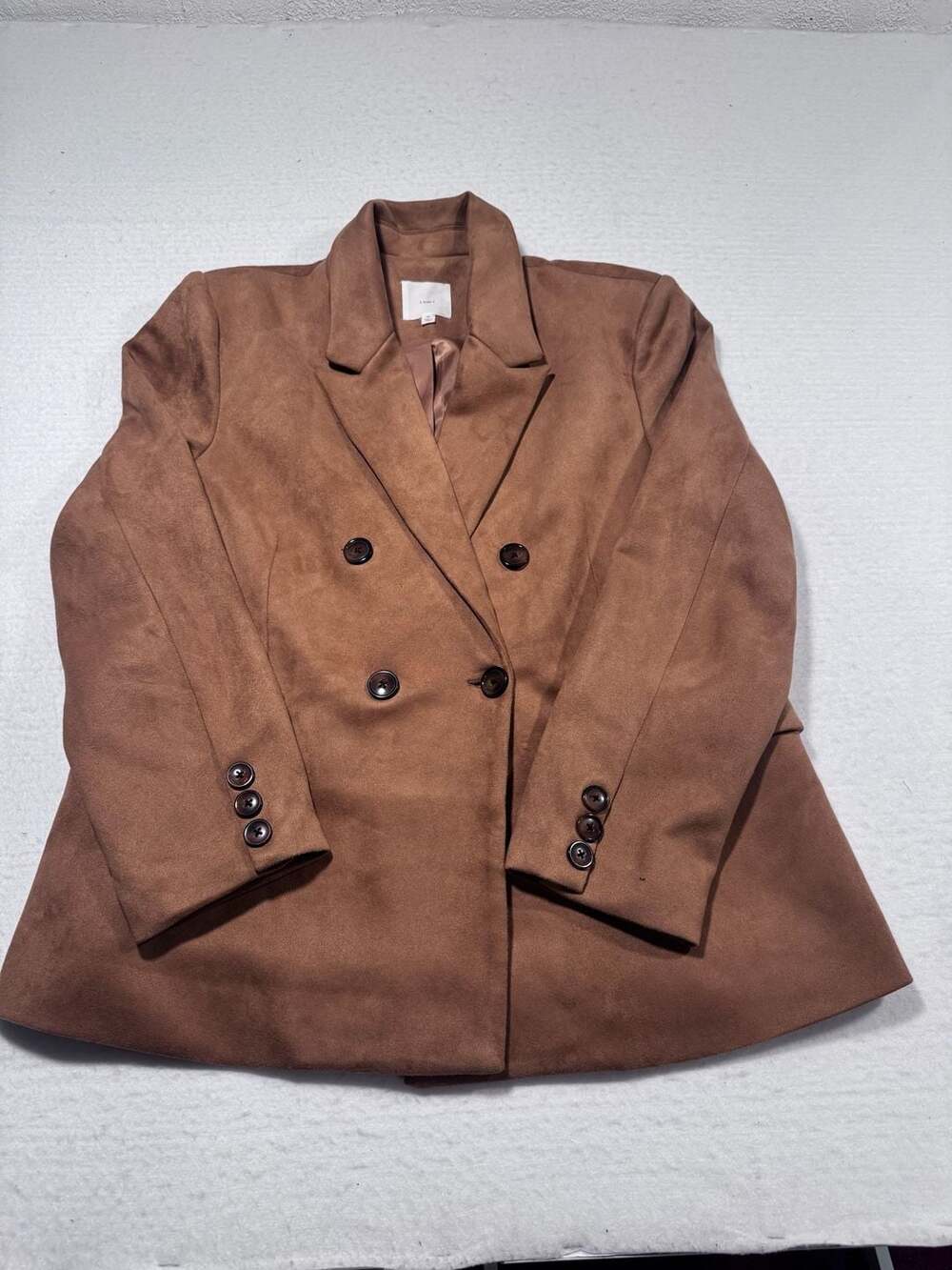 A Loves A Brown Faux Suede Double Breasted Blazer Jacket Size XL
